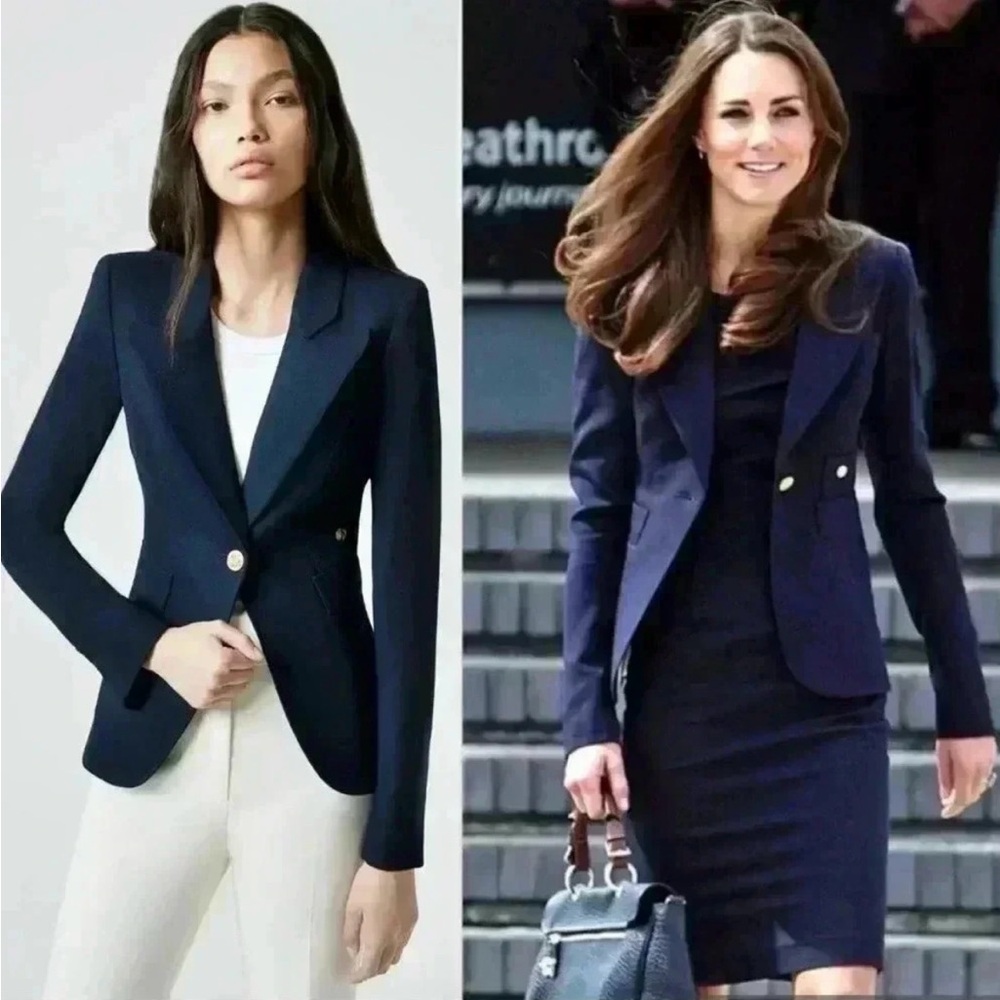 Smythe Duchess Blazer Size 8 Navy Single Breasted Wool Brass Buttons $725